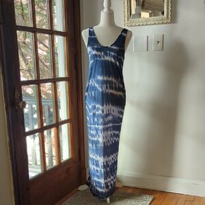 Soft Joie Blue And White Tie Dye Maxi Dress